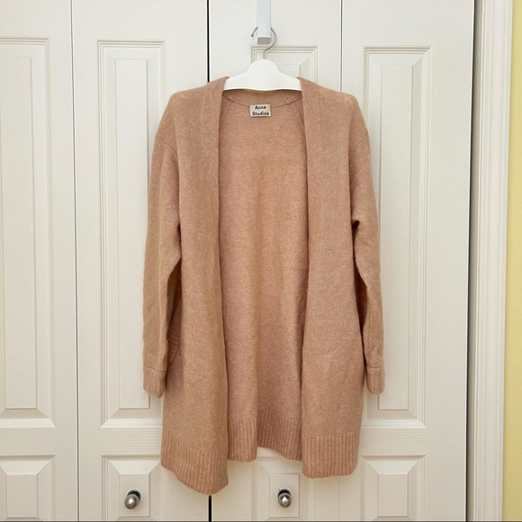 Acne Studios Raya Sh Mohair Powder Pink In Mohair-blend Cardigan - Picture 2 of 15